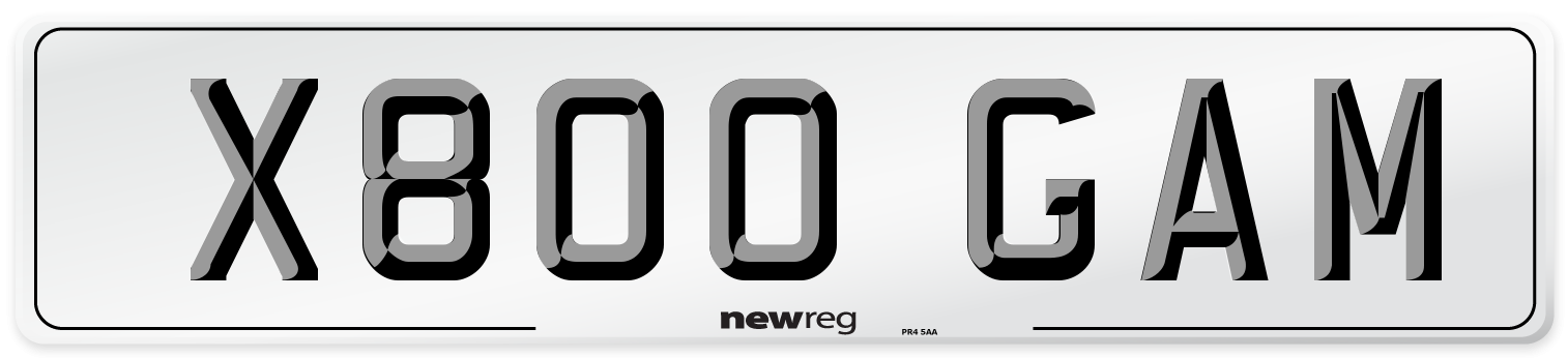X800 GAM Number Plate from New Reg